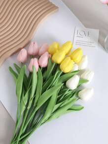 1pc/6pcs/10pcs Artificial Tulips, Plastic Simulation Flowers, Realistic Blooming Tulips, Suitable For DIY Craft, Wedding Bouquets, Home And Tabletop Decor, Indoor And Outdoor Decor, Living Room, All Seasons, Christmas, Valentine's Day, Mother's Day, Graduation, Wreath Day, Junefest, Not Including Containers Gifts Birthday Birthday Decorations Party Decorations Bachelorette