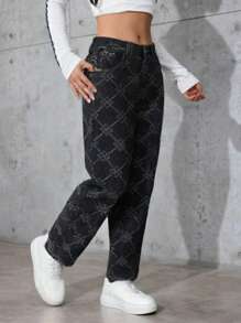 [Brillo de mujer]Jeans de mujer de alta calidad, ajustados de cintura alta, ideales para todas las estaciones, realzan la figura