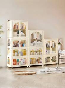 White Transparent Window Wardrobe Storage Cabinet Storage Shelf Coat Rack Shoe Rack Shoe Rack Bookcase Removable Removable Folding Multi-Functional Use Can Be Freely Combined For Living Room, Study, Bedroom, Dormitory, Holiday Gifts, Storage,Christmas Room Decor,Christmas Gift - Multicolor - View 7