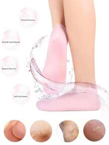 1 Pair Silicone Moisturizing Relief Socks, 1pair High Elastic Absorption Pressure Socks, Reusable Aloe Socks, Overnight SPA Sock, Anti-Slip Gel Heel Socks For Women Men Dry Skin Dry Feet Rough Skin, Home Foot Care, Use With Your Favorite Lotions, And Creams, Foot Scrubber, Feet Scrub, Gift For My Mother, Mother's Day, Travel Accessories, Socks Women, Callus Remover