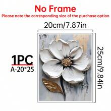 1 Pieza Pintura al óleo de flor blanca grande en 3D, Pintura de flor con textura gruesa en 3D, Arte de pared con textura floral, Arte en lienzo floral, Decoración de arte moderno para sala de estar, Arte botánico floral para decoración del hogar, Regalo, Decoración creativa de pared para el hogar, Dormitorio, Sala de estar, Cocina, Baño, Cafetería
