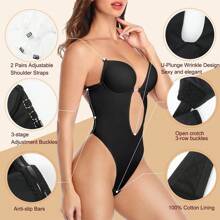 Backless Women Shapewear Bodysuit Built-In Bra U Plunge Tummy Control Slimming Body Shaper Thong Corset Lingerie Underwear Invisible Bras Sexy Deep V Push Up Under Wedding Dress - màu đen - Xem 4