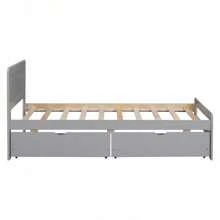 Modern Design Twin Size Platform Bed Frame With Trundle For White Washed Color