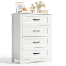 Commode à 4 tiroirs, blanche, chambre à coucher Commode à 4 tiroirs spacieux pour couloir, bureau, chambre à coucher, salon