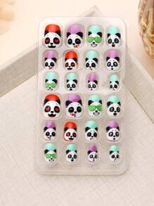 (168pcs 7 Packs) And (24pcs 1 Pack) Kids Acrylic False Nails Press-On Pre-Glued Full Cover Glitter Cute Daily Simple Polka Dots, Flowers, Hearts, Pandas, Strawberries And Other Elements Short Kids Stick-On False Nails Set For Kids Little Girls - Cute Simple Themenail Drill