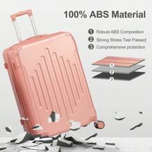 5 Piece Suitcase Set With Corner Protectors, 12/16/20/24/28 Inch Durable Hard Shell 360 Degree Spinner Wheels Large Capacity Multifunctional Lightweight Travel Suitcase - Rose Gold - View 9