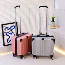 New Premium 18-Inch Portable Lockable Mini Carry-On Luggage Suitcase, Fashionable Lightweight Trolley Case, Unisex Bag For School School Accessories School Stuff - Dark Green - View 4