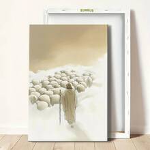 1pc Framed Canvas Wall Art Poster Abstract A Man With A Stick In Front Of A Herd Of Sheep Wall Art For Living Room Bedroom Bathroom Kitchen Apartment Hotel, Artful Home Decoration - Framed, Vertical - Framed Canvas - View 9