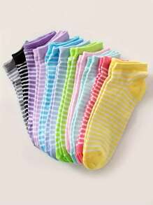 10 Pairs/20 Pairs Random Color Women Short Socks, Fashionable Colorful Breathable Comfortable Short Socks