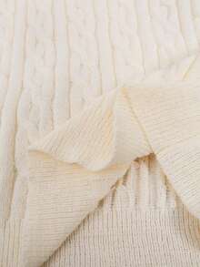 Plus Size Short Sleeve Twist Rope Round Neck Knit Pullover Sweater - Apricot - View 5