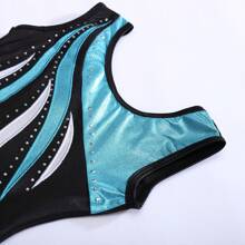 1 件青少年女孩双色体操连体衣、芭蕾舞连体衣 - 藍色 - 查看 5