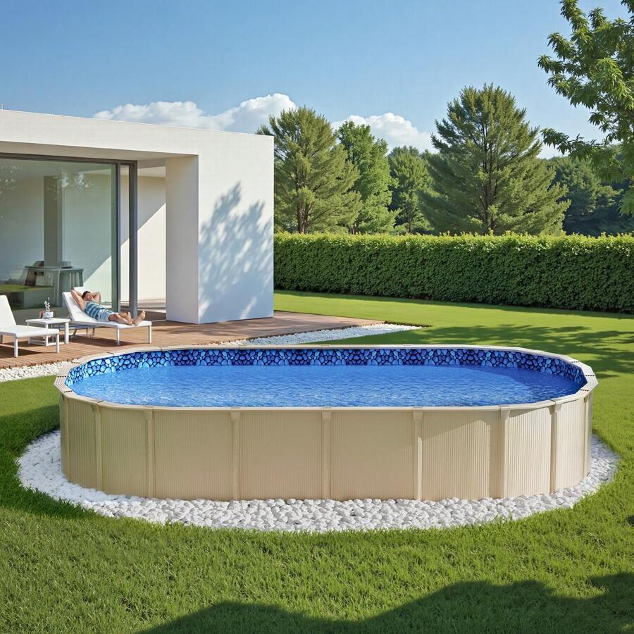 Oval Or Round Pool Liner, 12*24 Ft To 15*30 Ft Or 18 Ft To 33 Ft Unibead Above Ground Pool Liners, 52in Wall Height, Durable Standard Gauge Vinyl, Designed For Steel Sided Above-Ground Swimming Pools - Oval 12*24 ft - 查看 1