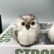 Faux Fur Owl Figurines Realistic Plush Owl Ornaments Small Animal Sculptures Home Garden Decorations