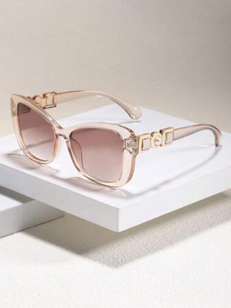 1 Paar Katzenaugen-Mode-Brillen mit Kunstperlen-Dekor, Sommer Strand Reise Accessoire