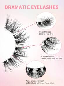 ENCHUW 5 par rzęs Fox Eye, rzęsy Cat Eye z przezroczystym paskiem, wydłużone rzęsy Winged End, puszyste, miękkie, naturalne, długie, sztuczne rzęsy z norek
