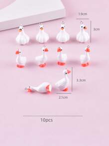 10 pièces Boucles d'oreilles pendantes en résine 3D en forme de canard ail drôle et à la mode, pendentif de collier, porte-clés, composants de bijouterie DIY - Multicolore - Voir 3