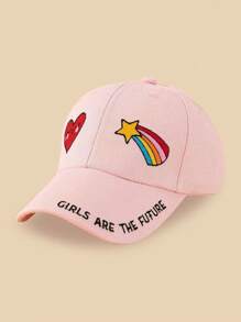 1 pièce Casquette de baseball de protection solaire polyvalente pour l'extérieur avec cœur et arc-en-ciel brodés pour filles