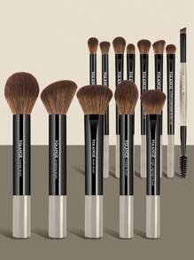 MAANGE Juego de 13 piezas de pinceles de maquillaje profesionales de tubo de aluminio suave y largo - incluye pinceles para base, sombras de ojos, cejas, mezcla, iluminador, corrector, aptos para polvos, líquidos y cremas. Ideal para uso diario y viajes, accesorios de maquillaje, regalo para amigos.