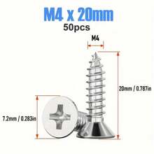 Tornillos autorroscantes de cabeza plana de acero inoxidable A2 M4 (4 mm), con cabezal Torx, para bisagras de gabinete, clavos, de alta resistencia y reforzados, adecuados para el hogar, trabajo en madera y proyectos de bricolaje