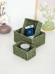 Cestino intrecciato per uso domestico, cestino di immagazzinaggio intrecciato con corda di carta, adatto per salotto, camera da letto, per contenere giochi di bambini, cestino di immagazzinaggio da tavolo