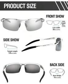 DUCO Mens Sports Polarized  UV Protection  For Men 8177s - 銀色鏡框 Revo 鏡面鏡片 - 查看 3