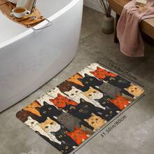 1pc Creative Cartoon Multicolor Cat Print Floor Mat, Soft Non-Slip Absorbent Machine Washable Rectangle Low Pile Rug, Suitable For Living Room, Bedroom, Kitchen, Laundry Room - Multicolor - View 7