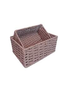 Cestino intrecciato per uso domestico, cestino di immagazzinaggio intrecciato con corda di carta, adatto per salotto, camera da letto, per contenere giochi di bambini, cestino di immagazzinaggio da tavolo