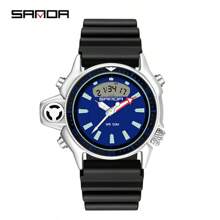 SANDA. SANDA Sport Men Quartz LED Digital Military Watch Creative Diving Watches Men Waterproof Watch Dual Display Clock Shockproof Alarm Chronograph Multifunctional Watches