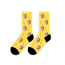 1 Pair Customized 3D Digital Heat Transfer 360° Print Face Pattern Mid-Calf Socks, Pineapple Design, Personalized, Comfortable Breathable Fashion Streetwear Socks, Suitable As Friends & Family, Couple, Holiday, Vacation Gift - Multicolor - View 13