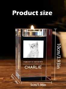 Custom Photo Candle Holder, Remembrance Gift, Passed Away Loved One, Picture In Glass, Holiday Decor | 3D Photo Crystal Candle Holder,Memorial Gifts For Loss Of Dad, Mom Or Loved One , Engraved Inside The CrystalGlass With Your Photo And Text -Bereavement AndCondolence Gift -Remembrance - Multicolor - View 15