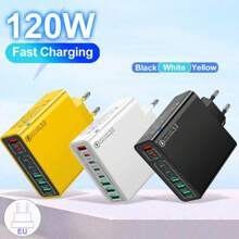 XJDR 120W 4USB-A+4USB-C Compatible With IPhone16 15 14 13 Charger Fast Charging 8 In 1 Charger Quick Wall Wall Adapter Suitable For Travel, Office, Dorm, And Home Multi-Port Nan