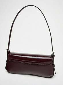 Tas Bahu Gaya Retro Klasik, Tas Baguette Minimalis Modis Warna Polos dengan Penutup, Tas Lengan Elegan dan Berkelas, Cocok untuk Kerja, Bepergian, Jalan-jalan Sehari-hari, Belanja, Kencan, dan Perjalanan. - Coffee Brown - View 4
