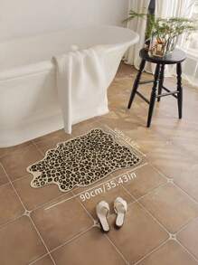 1 pieza Alfombra de terciopelo con estampado de leopardo, alfombra artificial, alfombra con estampado de leopardo falso, alfombra con estampado animal, linda alfombra de leopardo falso, adecuada para áreas pequeñas como oficina/debajo del escritorio/dormitorio/baño/cocina, nuevo producto de primavera, perfecto para Pascua, Día de San Valentín y otras decoraciones festivas