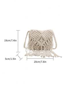Woven Small Shoulder Bag For Women, New Fashion Straw Braid Crossbody Bag, Versatile Small Square Envelope Bag, Chic Bohemian Style Sling Bag For Beach Vacation