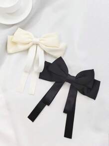 1pc Women's Solid Color Flocked Bow Hair Clip, Elegant Cute Hair Accessory For Everyday Princess Hairstyle, Gift