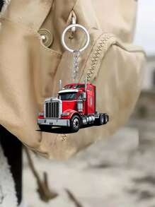 1pc Truck Pattern 2D Acrylic Pendant, Can Be Used As A Multi-Functional Keychain, Decorative Gift Accessories, Interior Hanging Decoration, DIY Backpack Hanging Decoration. It Can Also Be Used For Valentine's Day, Car Decoration, Home Decoration, Holiday Decoration And Room Decoration. Car Accessories Bag Charm Backpack For School