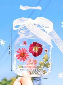 1 st. 20 st. Willekeurige 5 stijlen handgemaakte geperste droge bloemen blad transparante bladwijzers, creatieve lente in een fles bladwijzers