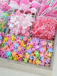 870件/套 女孩蝴蝶结、星星、花朵、网状蝴蝶结发夹，简约可爱公主风发饰，发圈，发夹，日常使用及礼物，学习用品，优雅，大学校园风，花朵，礼物，蝴蝶结，高贵，闺蜜礼物，发圈，发带 - 彩色 - 查看 3