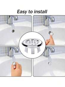 Plastic Bathroom Kitchen Basin Sink, Overflow Cover Ring Insert Replacement, Chrome Hole Round Drain Cap, Basin Accessory Back To School - Multicolor - View 4