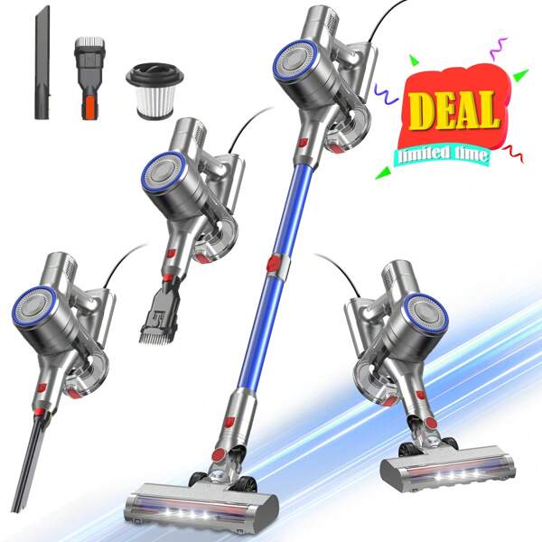 Corded 600W Powerful 25KPa Stick Vacuum Cleaner - 6-In-1 Lightweight Handheld Vacuum With Free-Stand, Perfect For Hard Floors, Carpets, Pet Hair, And Home Cleaning - Easy To Maneuver And Store