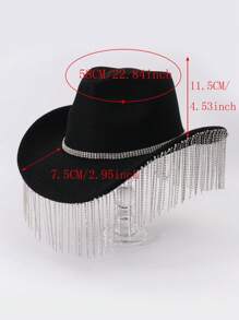 1 pieza Sombrero de vaquera/vaquero con decoración de rhinestones, estilo occidental bohemio, unisex adecuado para despedida de soltera, fiesta nupcial, carnaval y festival de música - Negro - Ver 4