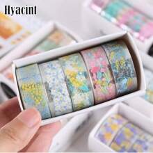 5 Rolls/Box, Floral Pattern Coloured Tape Material Decorative Stickers And Paper Tape, Journaling Stickers, Creative Masking Tape, Scrapbook Decorating, Journaling Decorating, Arts And Crafts Project Decorating, Collage Decorating Back To School