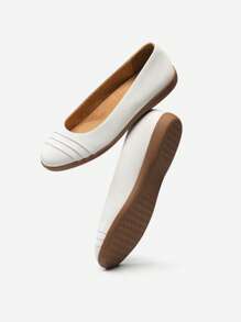 Women's Flats With Arch Support, Ballet Flats For Women Dressy Comfortable, Round Toe & Slip On Office Shoes - White - View 7