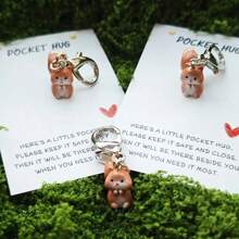 1pc/2pcs Inspirational Squirrel Keychain With Pocket Hug Card - Cute Animal Lover Keyring, Perfect For Christmas, Back To School, Teacher's Day, Valentine's, Easter, Mother's Day, Father's Day - Emotional Support Gift For Family, Friends, Loved Ones
