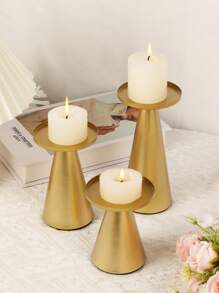 1 件/3 件复古金属烛台套装 - 12 英寸欧式锥形烛台，适用于婚礼中心装饰/浪漫晚餐，抛光表面的古董铁制桌饰，圣诞节和情人节的奢华礼物 - 金色 - 查看 5