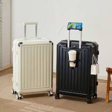 24" Spinner Luggage Suitcase Trolley Case With Wheels For Travel, Quiet Rolling, Password Lock, Unisex Design - Black - View 4