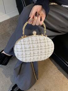 Mini modieuze minimalistische clutch tas, schoudertas, kleine geruite portemonnee voor feest en banket