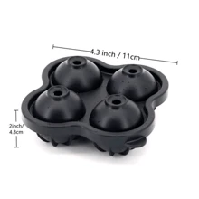 4-Cavity Round Diamond Ice Hockey Mold, Handmade Ice Hockey, Used For Whisky, Cocktails, Bourbon, With Funnel, Used For Parties, Family Bars, Bartenders (Black).