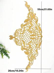 1pc Big Size Flower Golden Thread Embroidery Hot Melt Adhesive Patches For Dress Applique Patch Costume Decorate