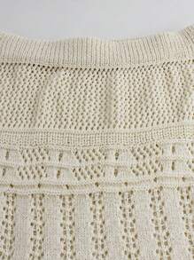 Women's Knitted Hollow Tassel Solid Color Elegant Skirt, Spring/Summer - Beige - View 4